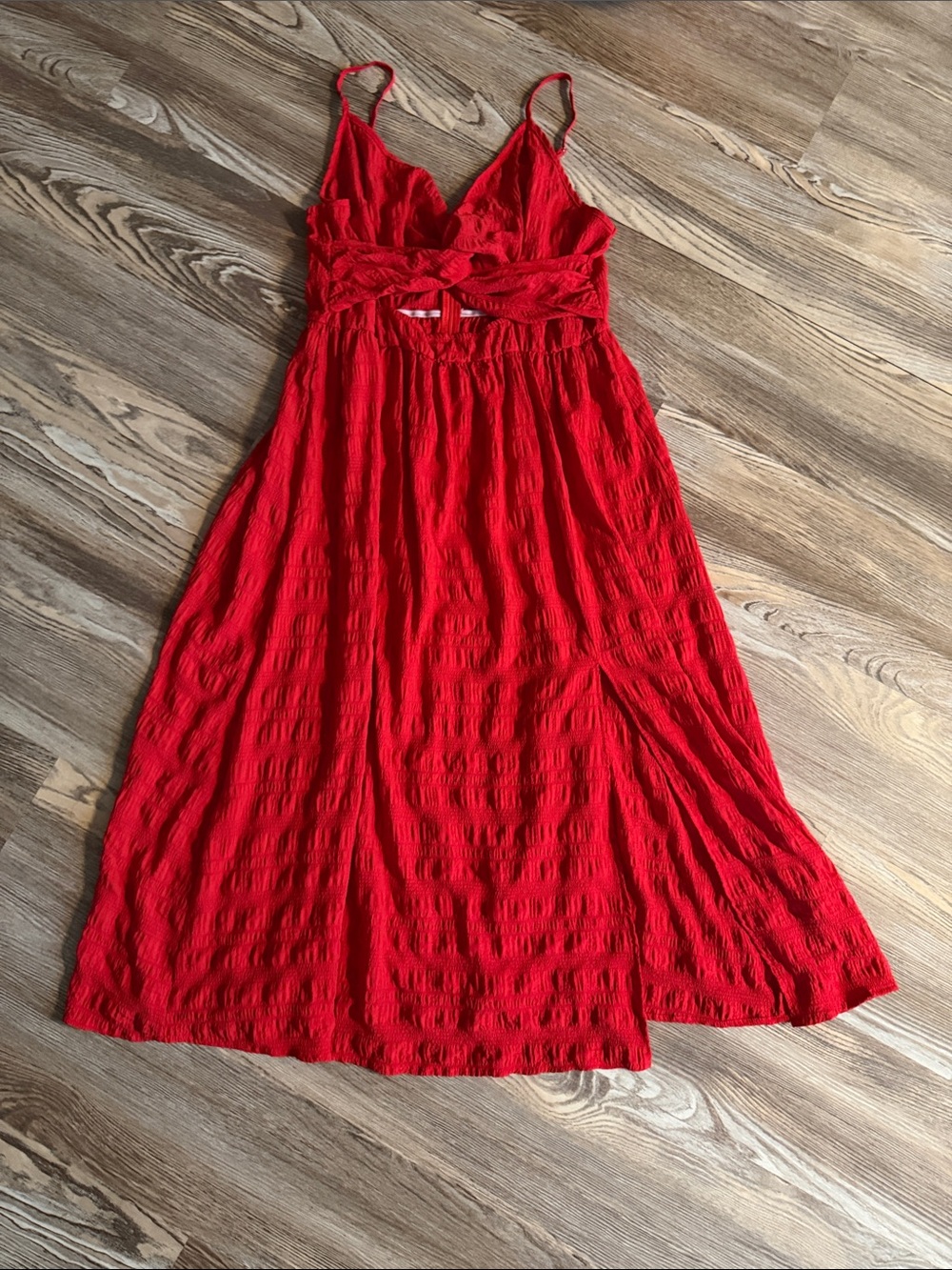 SHEIN Red Spaghetti-Strap Maxi Dress with Waist Cutout